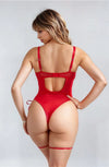 YesX YX891 Red Faux Leather Look & Mesh